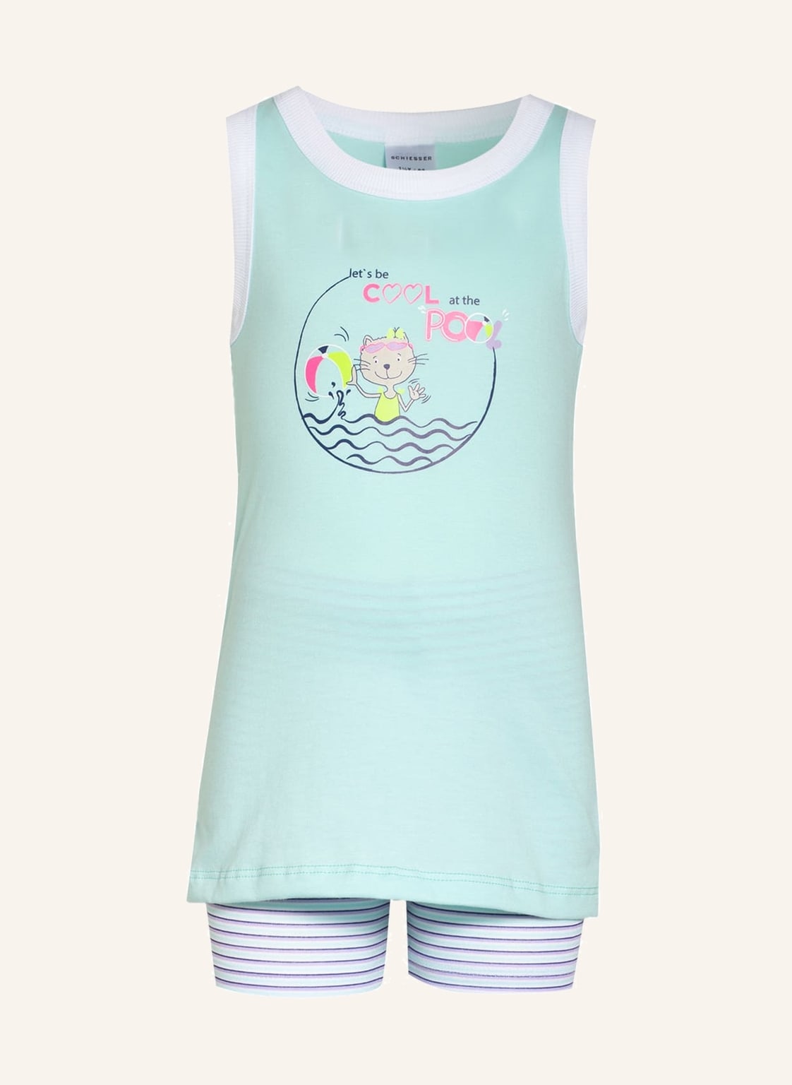 Image of Schiesser Shorty-Schlafanzug Cat Zoe gruen