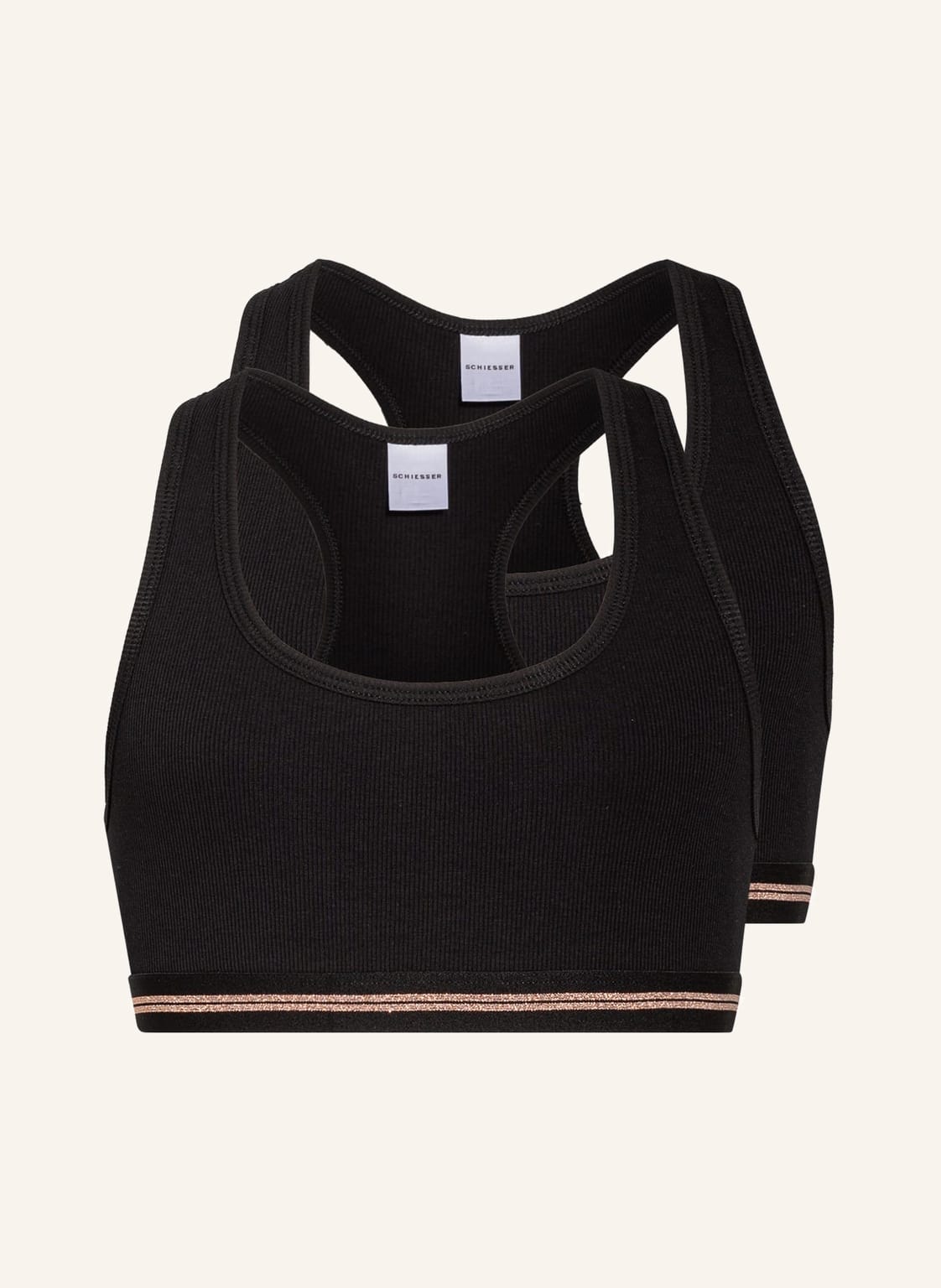 Image of Schiesser 2er-Pack Bustiers Long Life Rib Mit Glitzergarn schwarz
