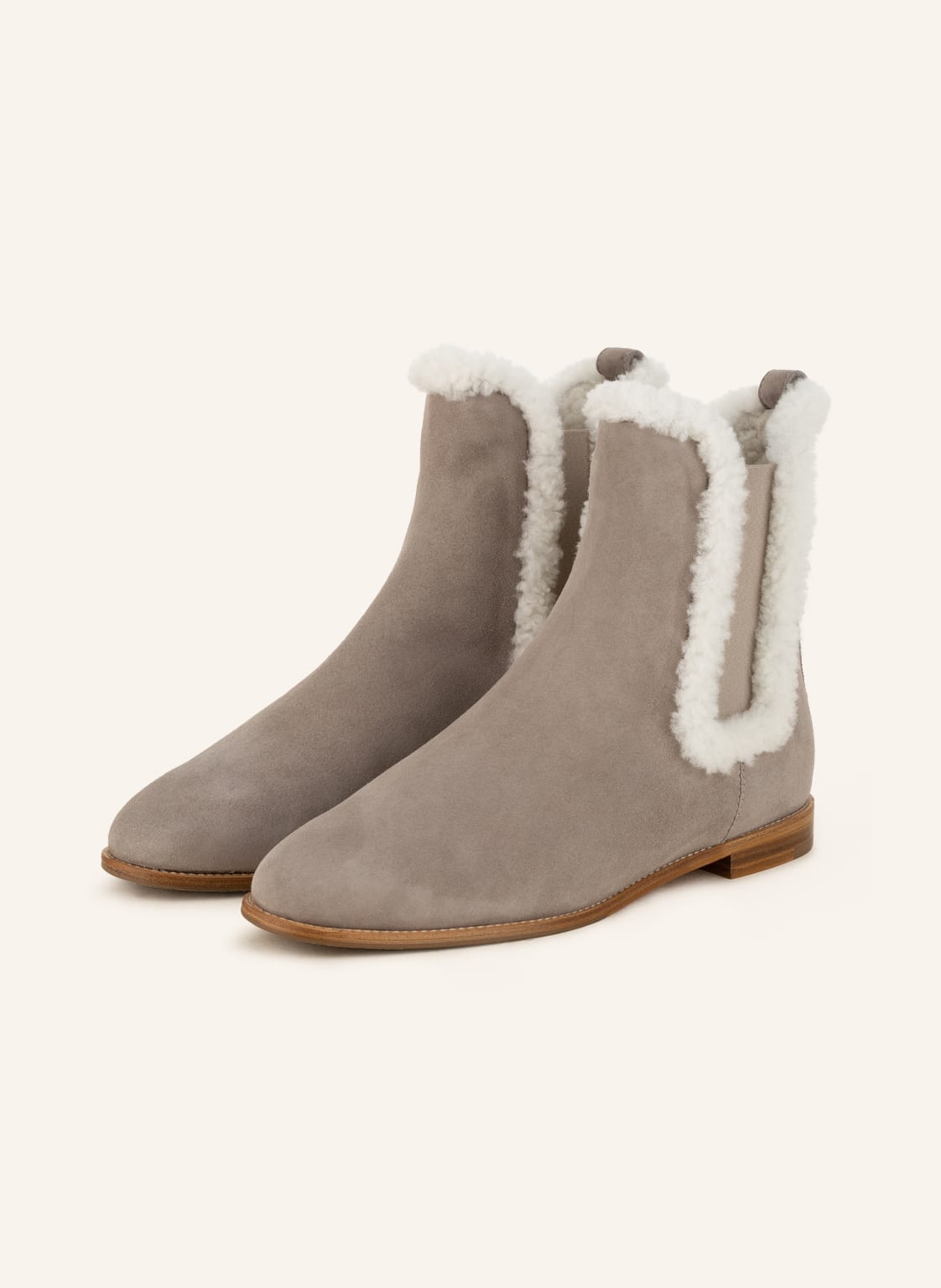Image of Unützer Chelsea-Boots Mit Echtfell grau
