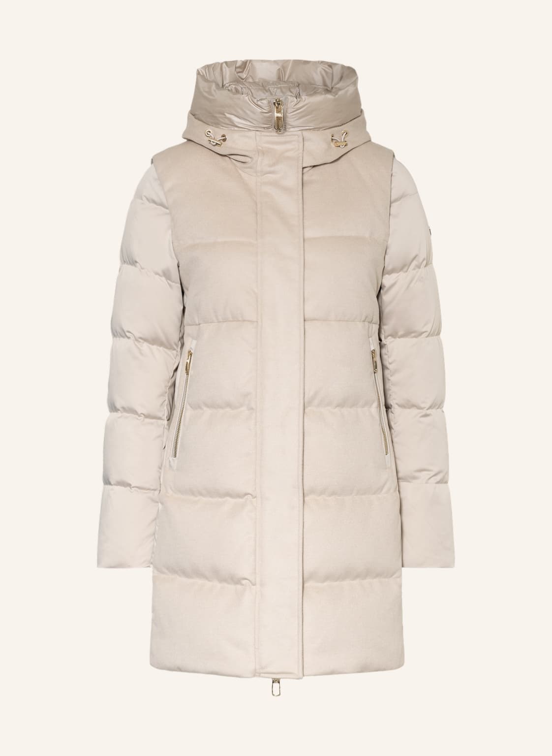 Image of Duno Daunenmantel Laleh Im Materialmix weiss