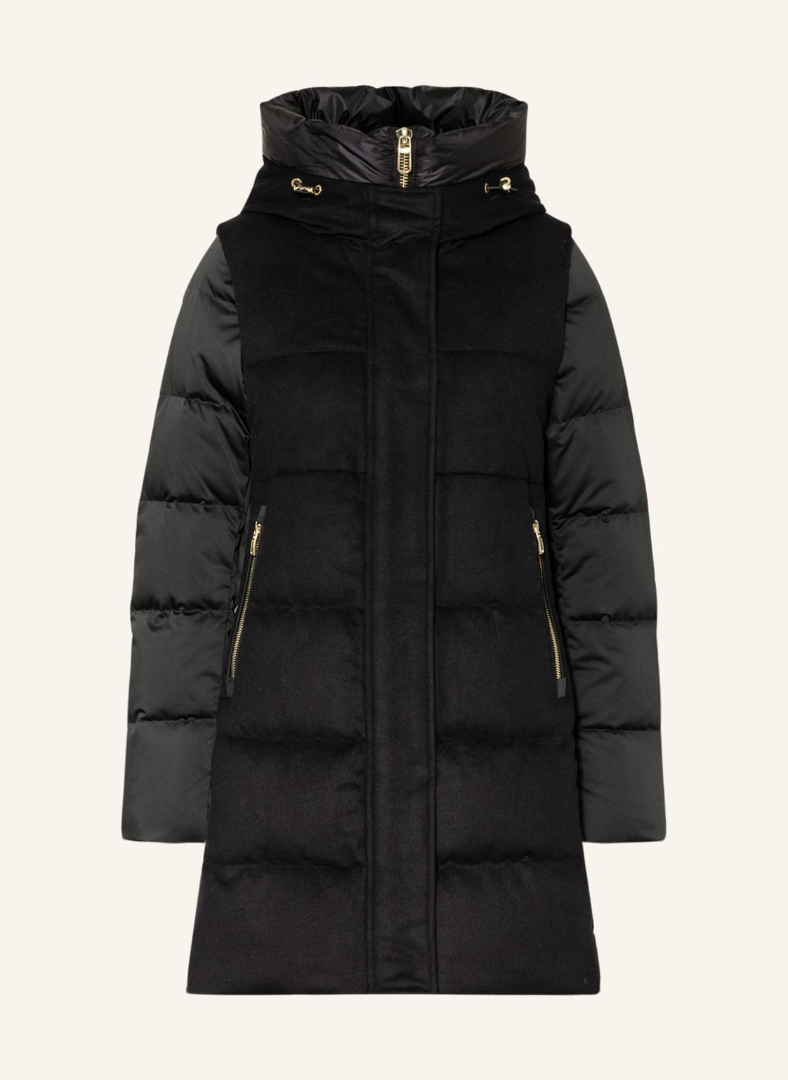 Image of Duno Daunenmantel Laleh Im Materialmix schwarz