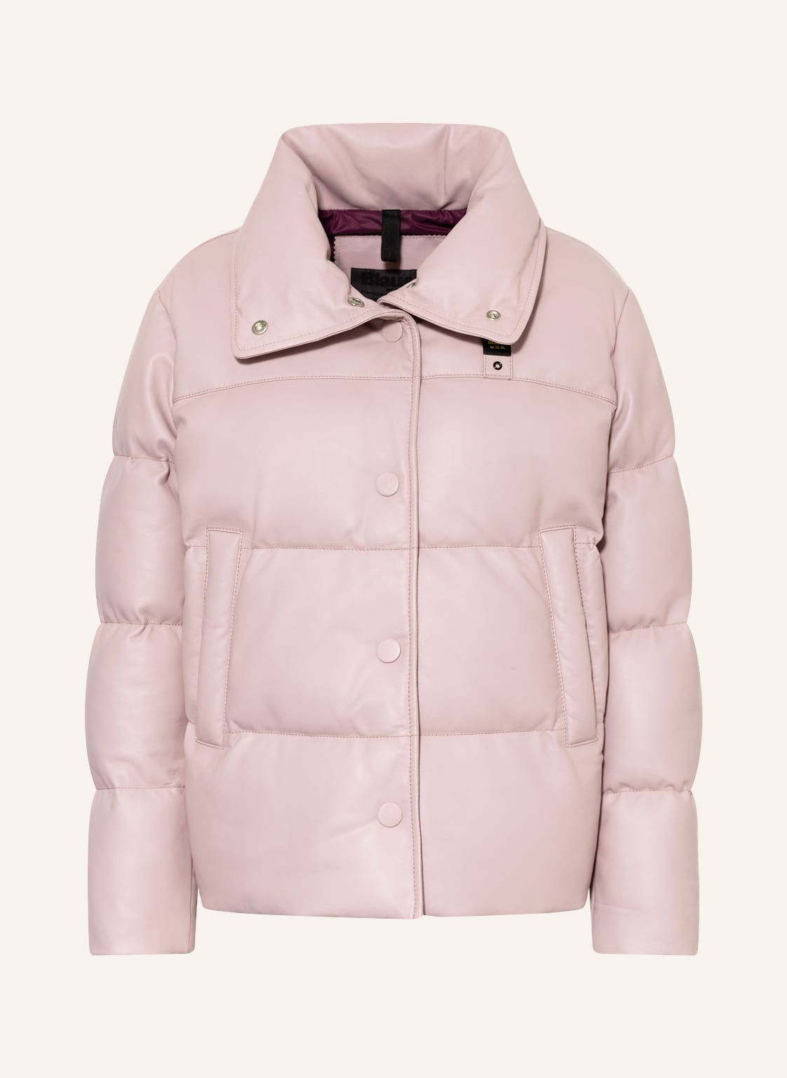 Image of Blauer Steppjacke Aus Leder rosa