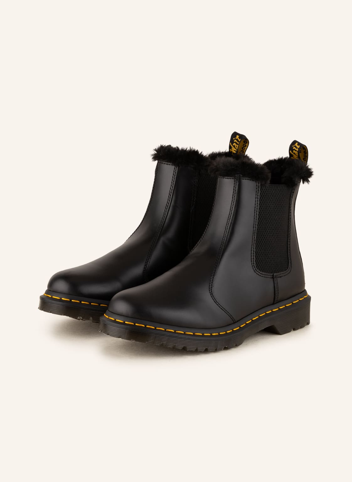 Image of Dr. Martens Chelsea-Boots 2976 Leonore Mit Kunstfell schwarz
