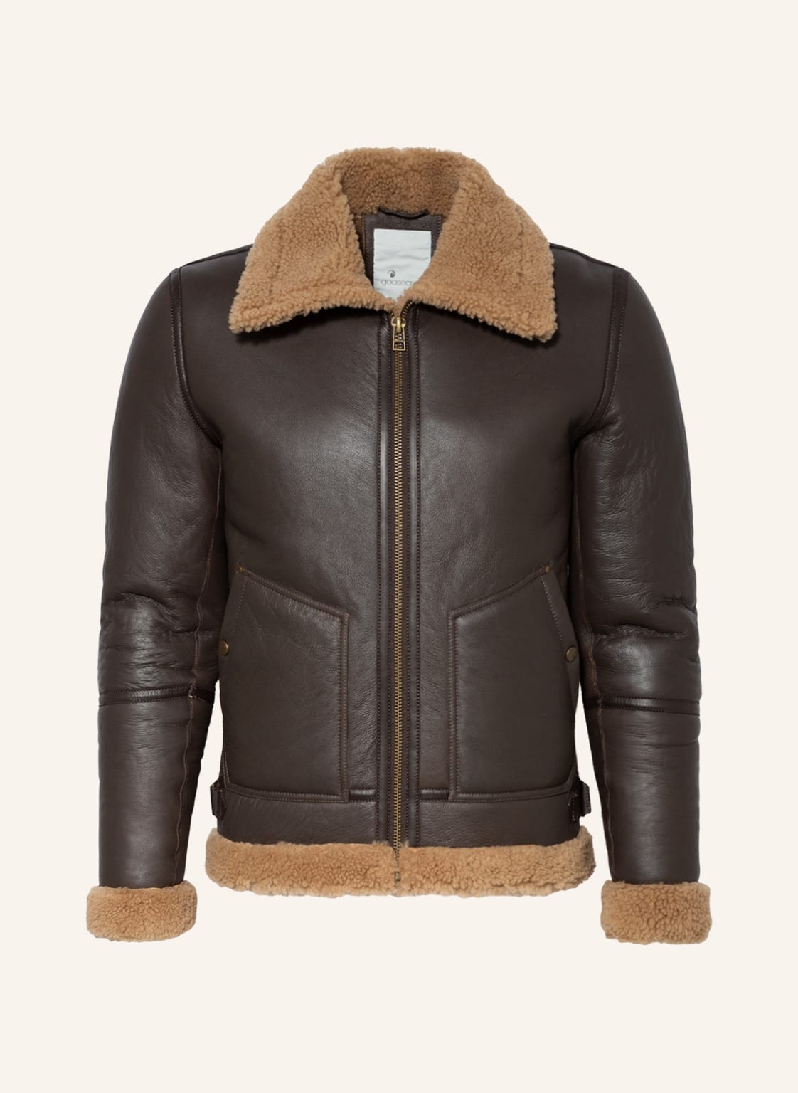 Image of Goosecraft Lederjacke London Lammy Mit Echtfell braun