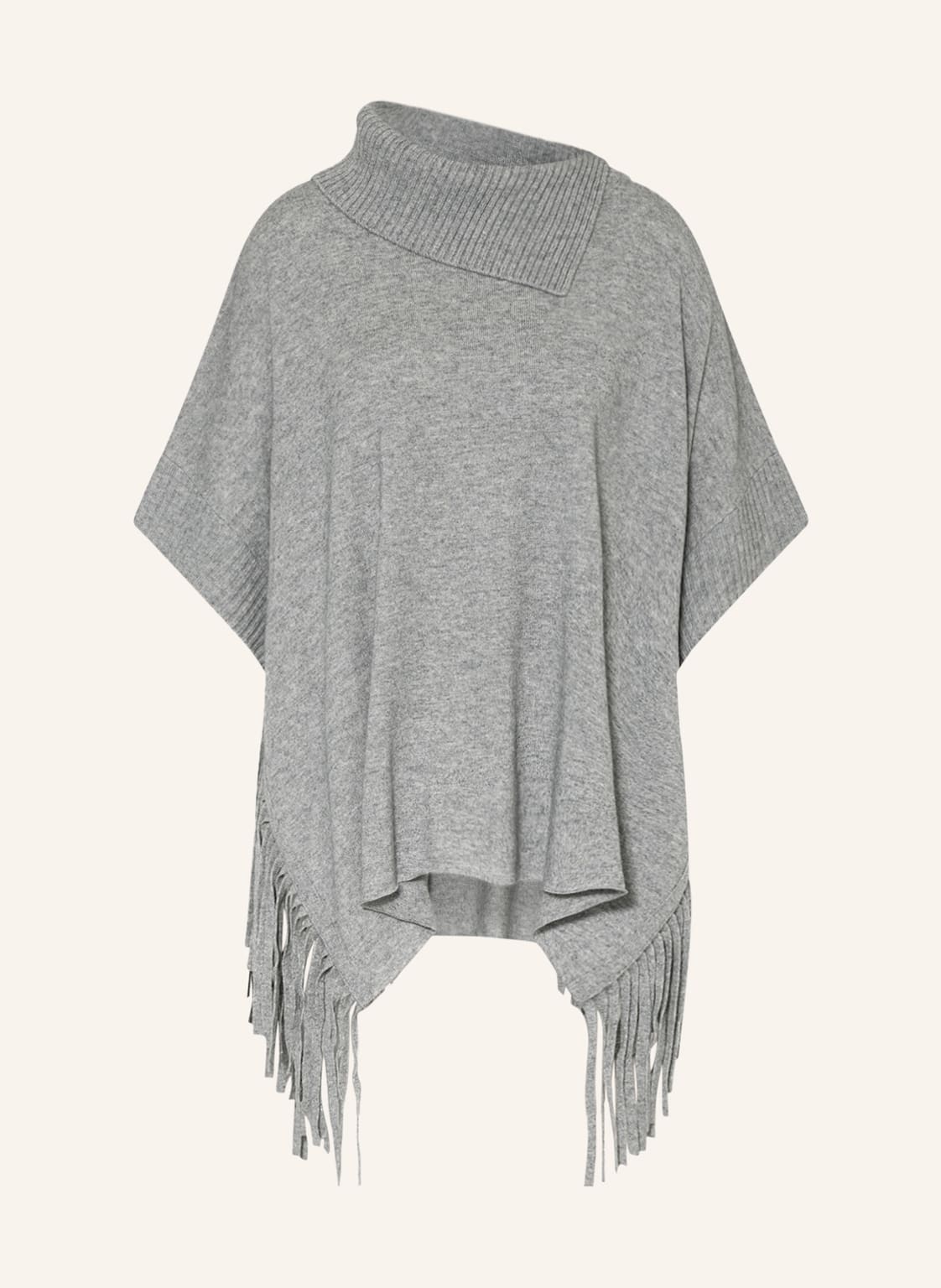 Image of Repeat Poncho Mit Fransen grau