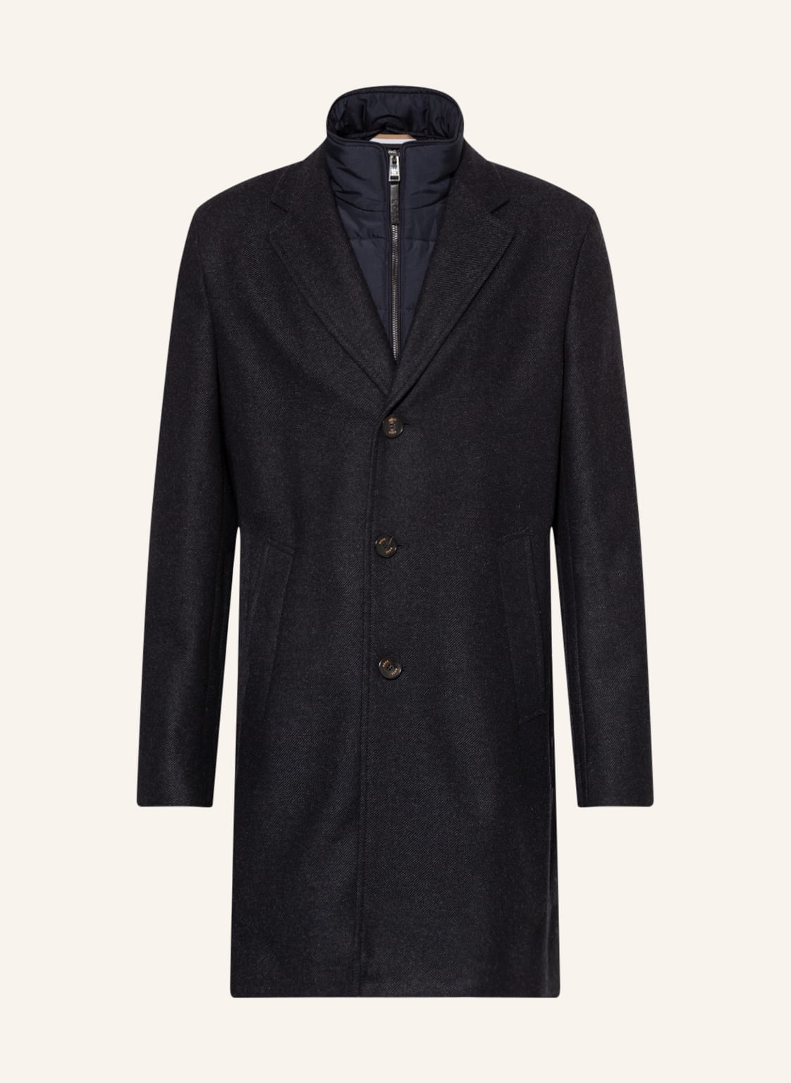 Image of Boss Wollmantel Hyde Im Materialmix Mit Abnehmbarer Blende blau