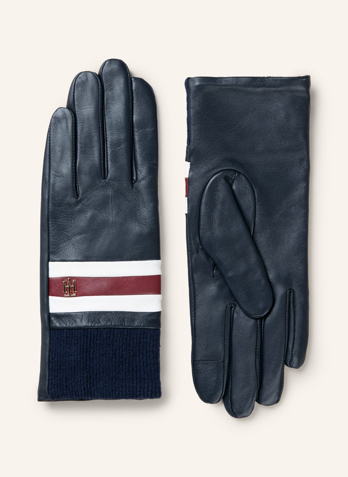 Image of Tommy Hilfiger Lederhandschuhe Mit Touchscreen-Funktion blau
