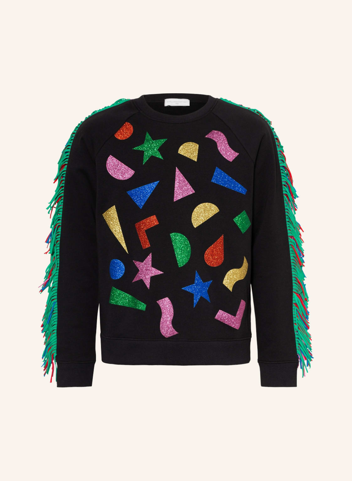 Image of Stella Mccartney Kids Sweatshirt Mit Fransen Und Glitzer schwarz