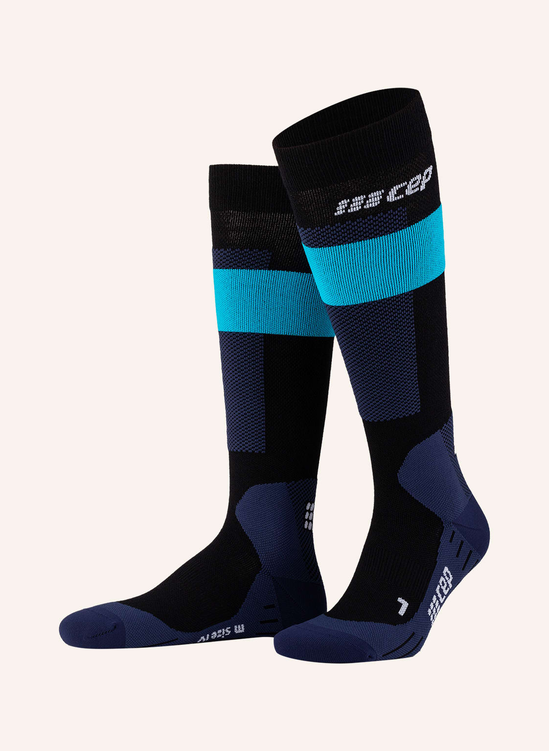 Image of Cep Skisocken Merino Compression - Tall Mit Merinowolle blau