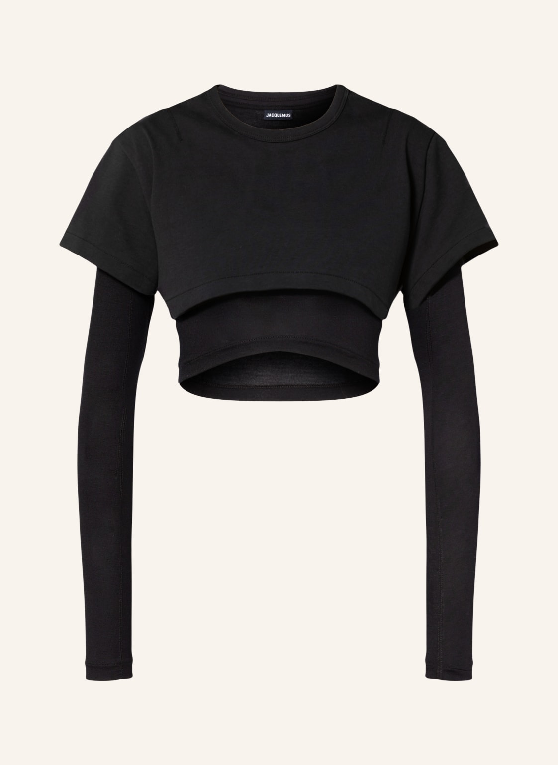 Image of Jacquemus Cropped-Longsleeve Le Double T-Shirt schwarz