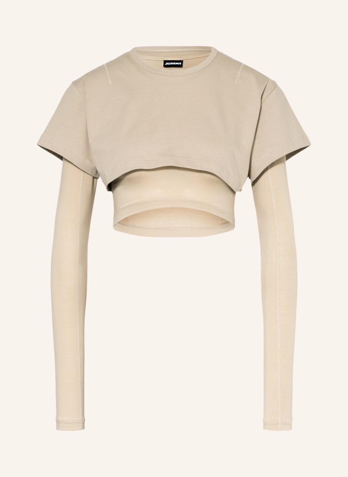 Image of Jacquemus Cropped-Longsleeve Le Double T-Shirt gruen