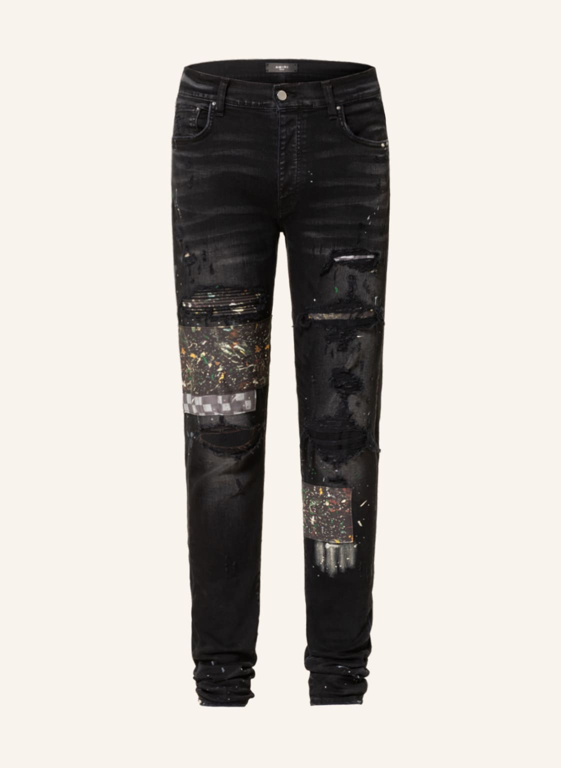 Image of Amiri Destroyed Jeans Artpatch Extra Slim Fit schwarz