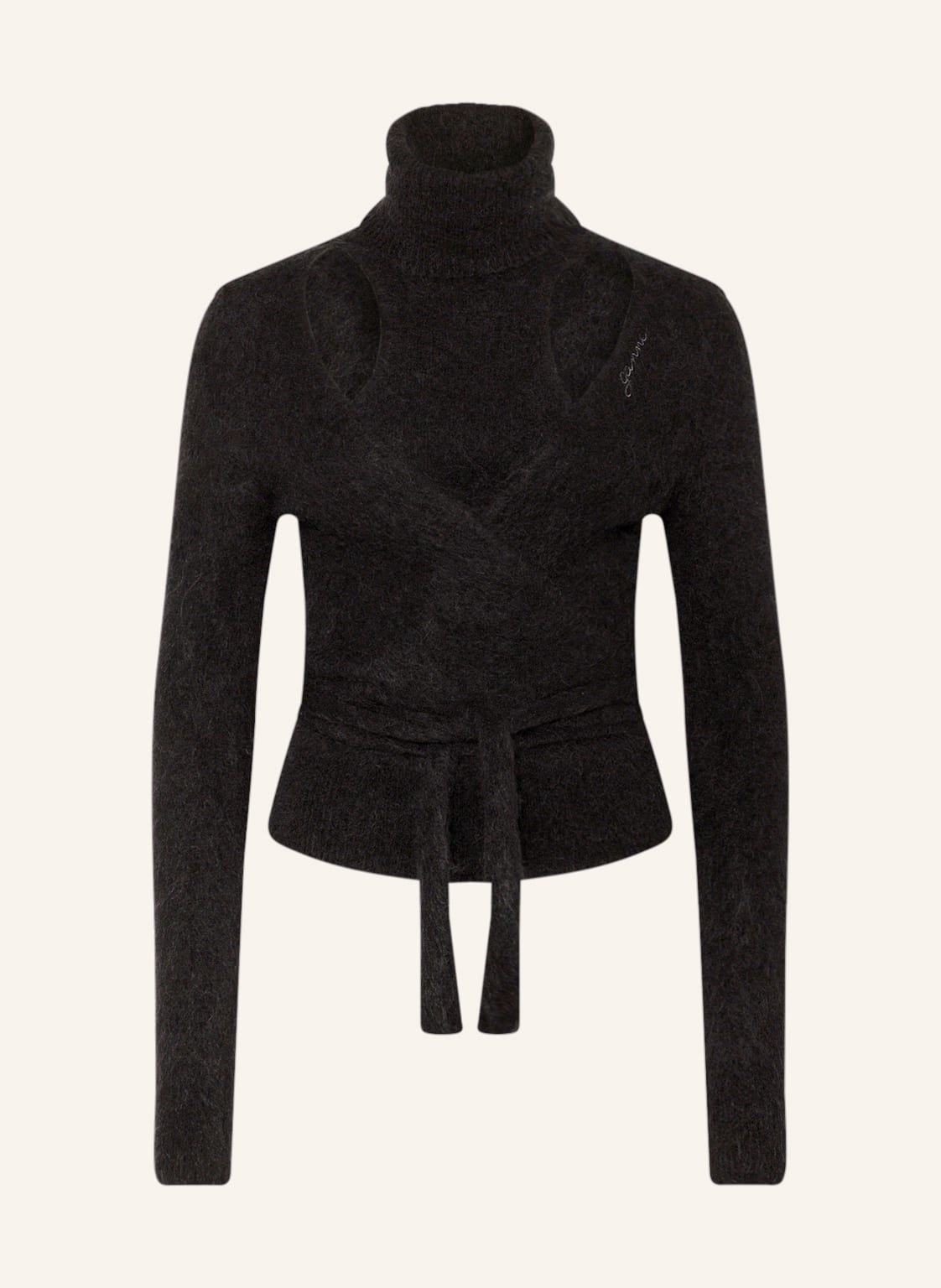 Image of Ganni Rollkragenpullover Mit Cut-Outs Und Alpaka schwarz