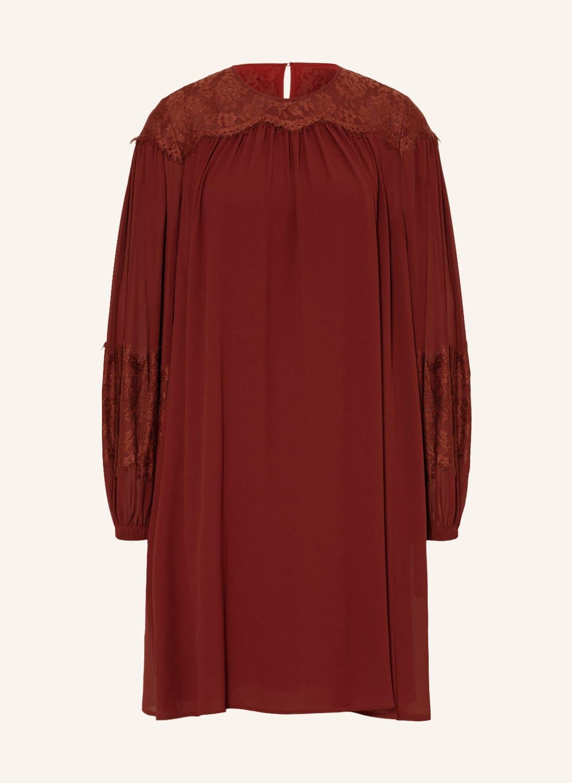 Image of See By Chloé Kleid Mit Spitze rot