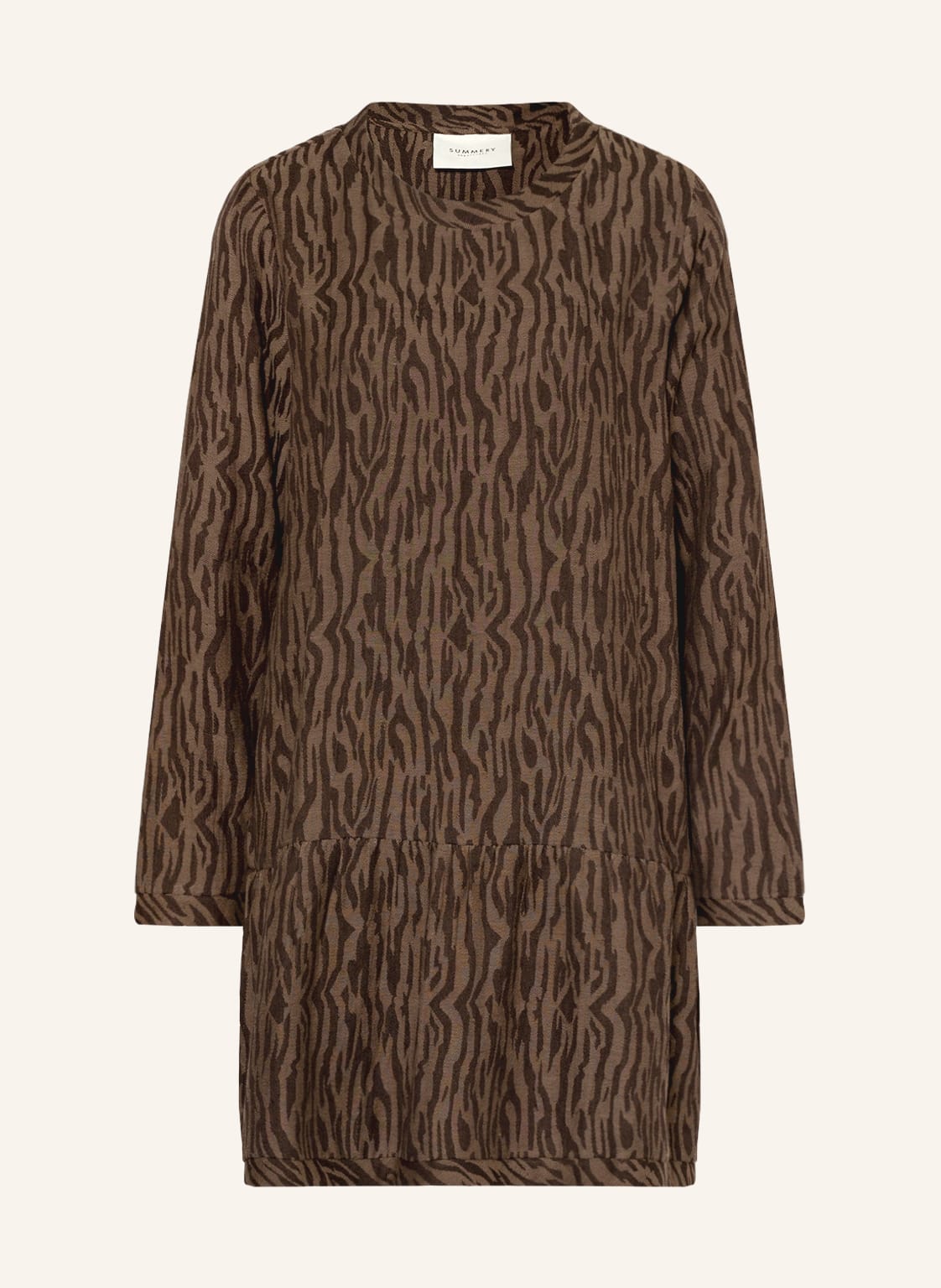 Image of Summery Copenhagen Jacquard-Kleid braun