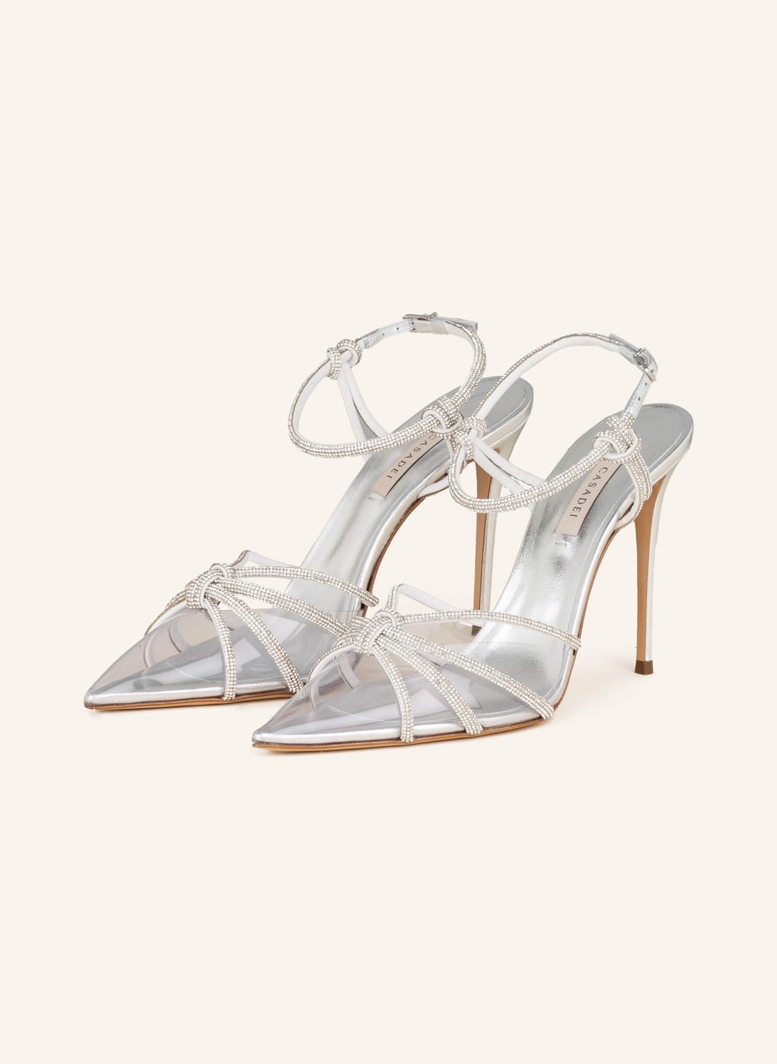 Image of Casadei Slingpumps Julia Mit Schmucksteinen silber