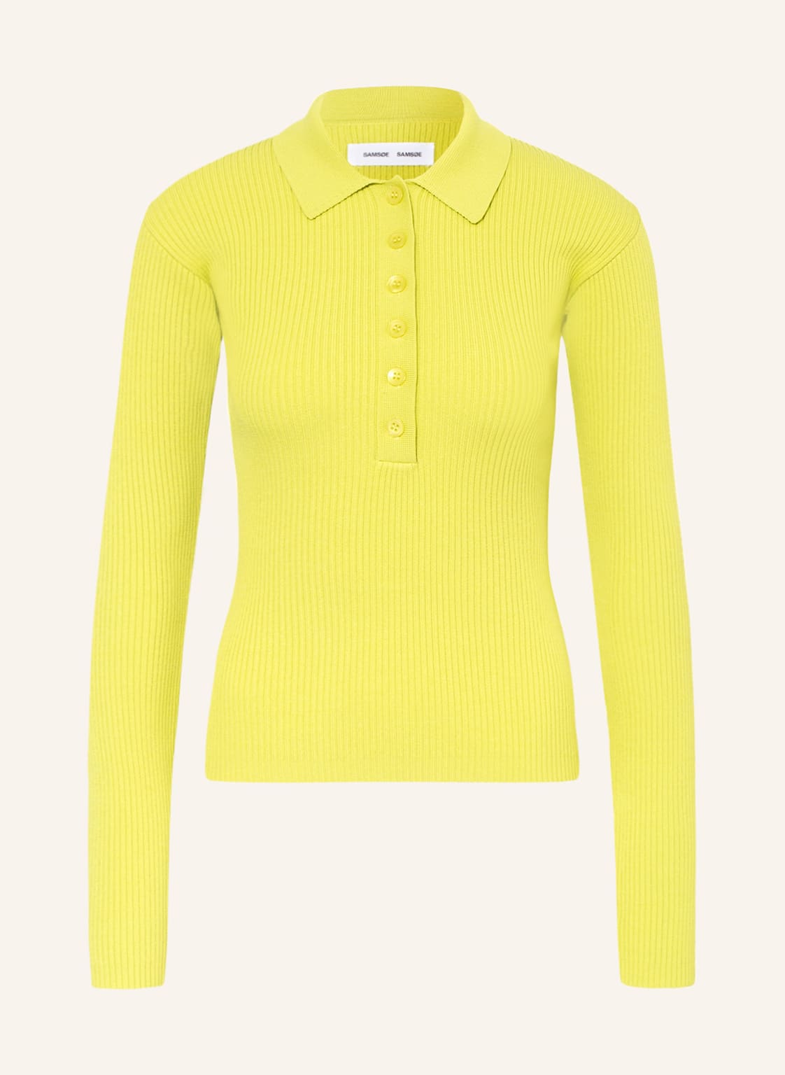 Image of Samsøe Samsøe Strick-Poloshirt Ashli gruen