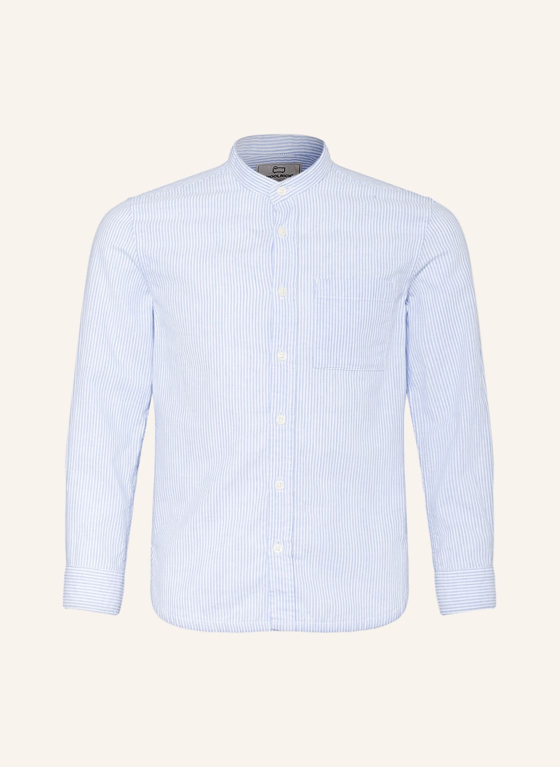 Image of Woolrich Hemd Mit Stehkragen Und Leinen blau