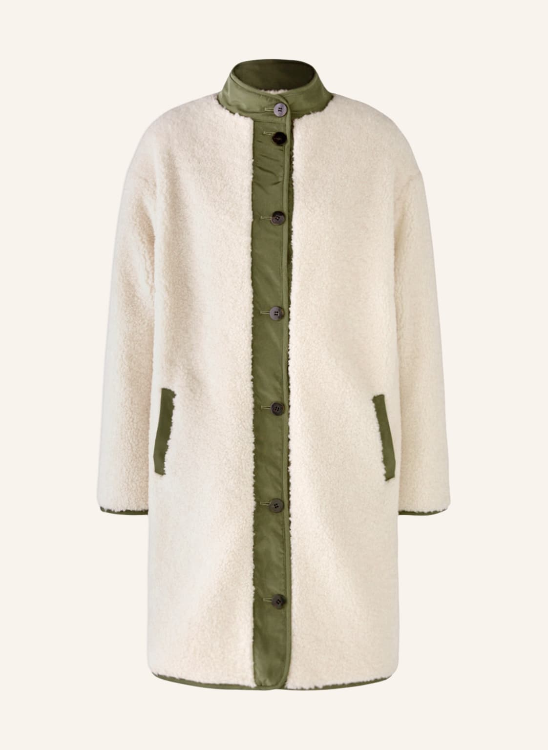 Image of Oui Teddyfell-Mantel Zum Wenden gruen