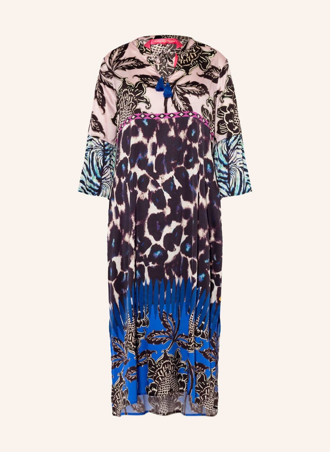 Image of Yippie Hippie Satinkleid Mit 3/4-Arm schwarz