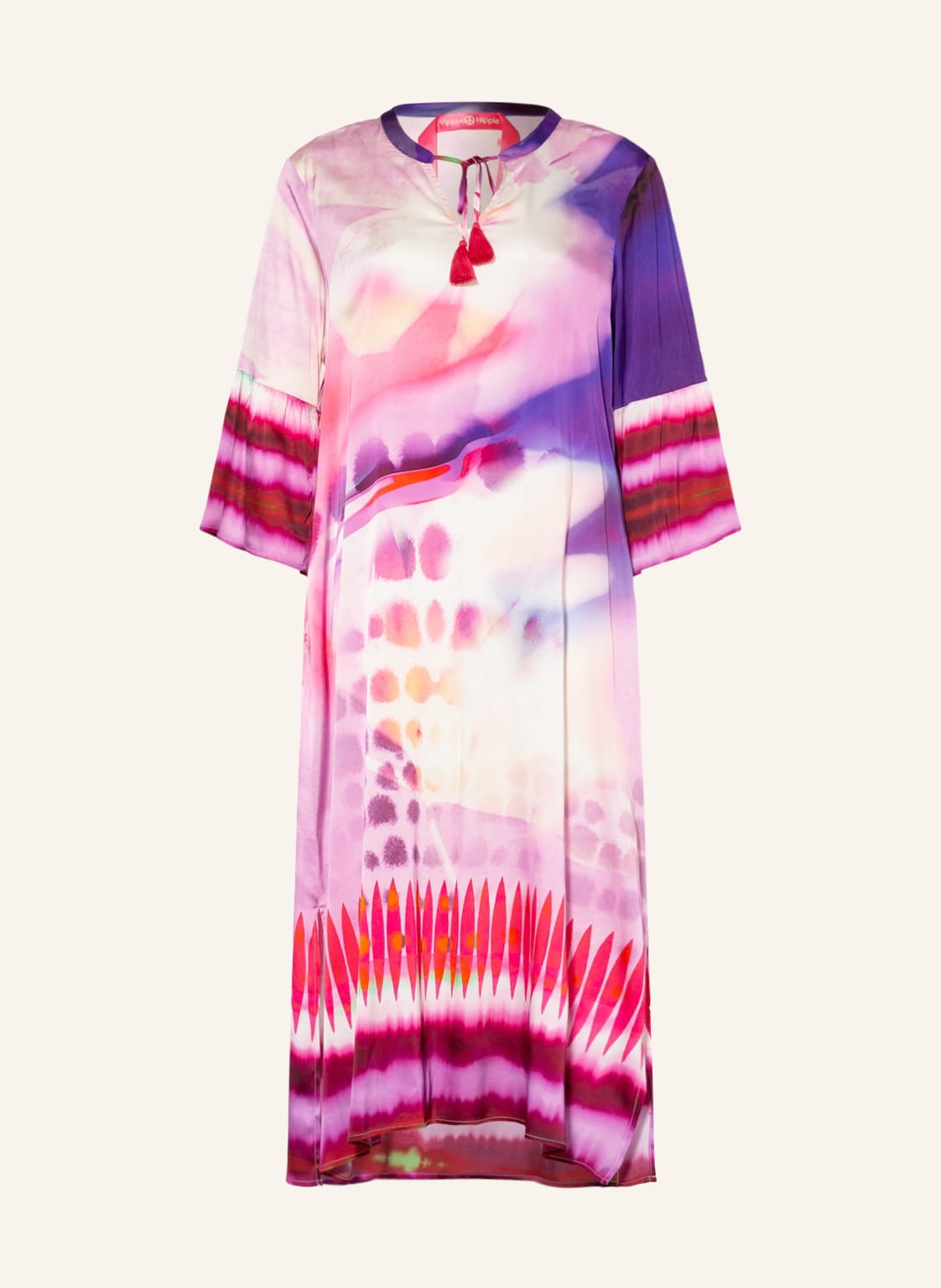 Image of Yippie Hippie Satinkleid Mit 3/4-Arm pink