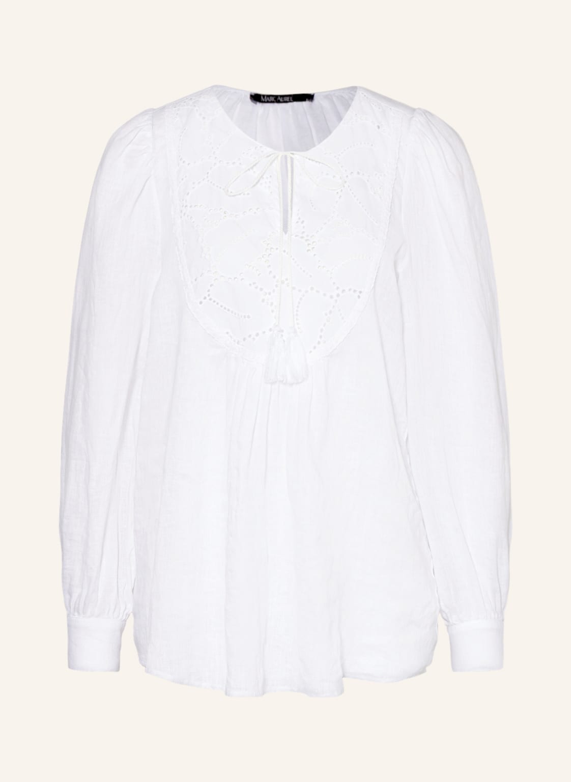 Image of Marc Aurel Blusenshirt Aus Leinen Mit Lochspitze weiss