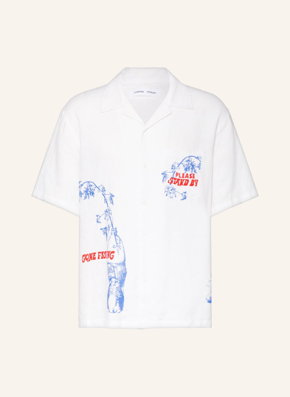 Image of Samsøe Samsøe Resorthemd Oscar Comfort Fit Aus Leinen weiss