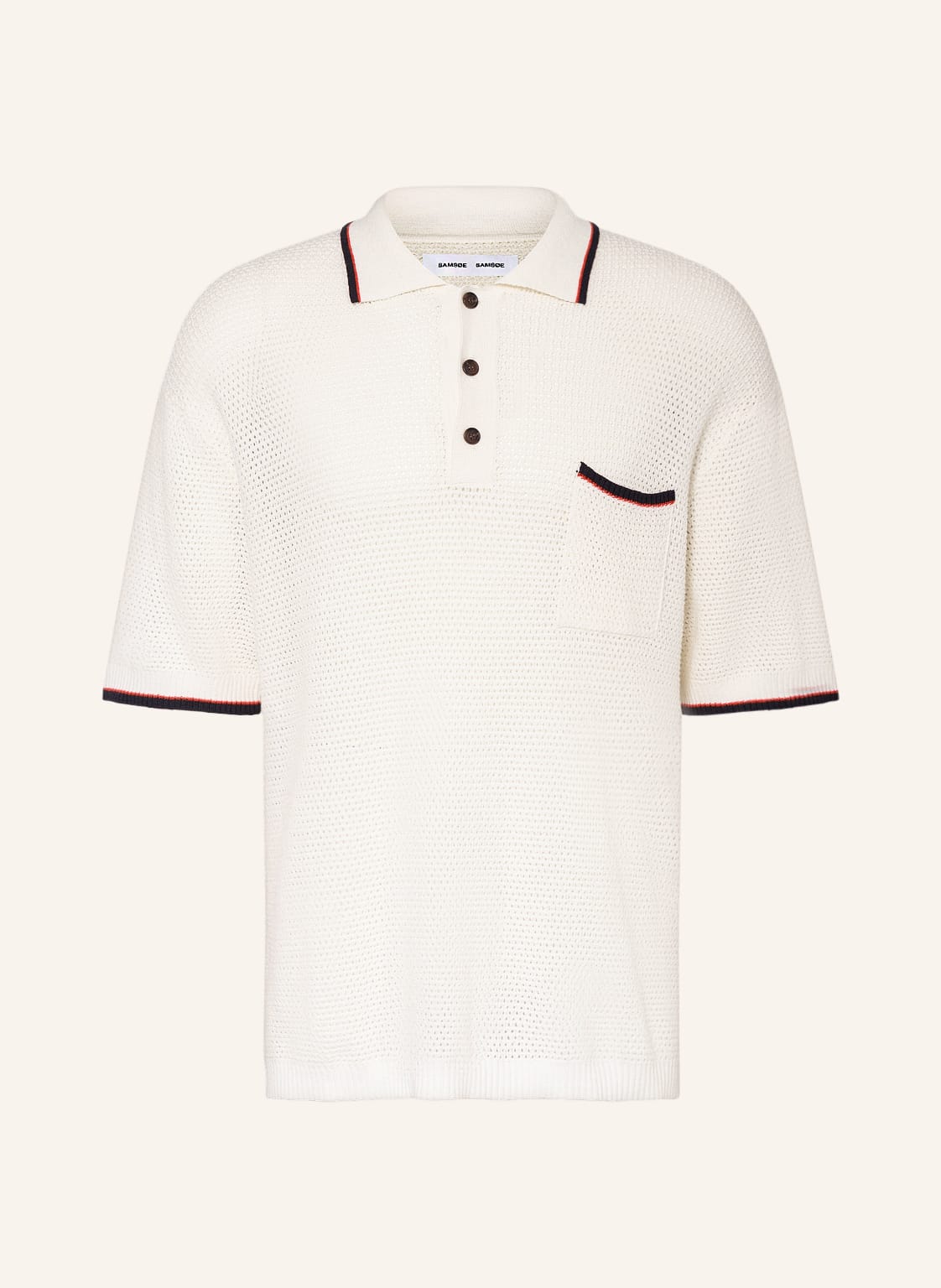 Image of Samsøe Samsøe Oversized-Poloshirt Cory Aus Strick weiss
