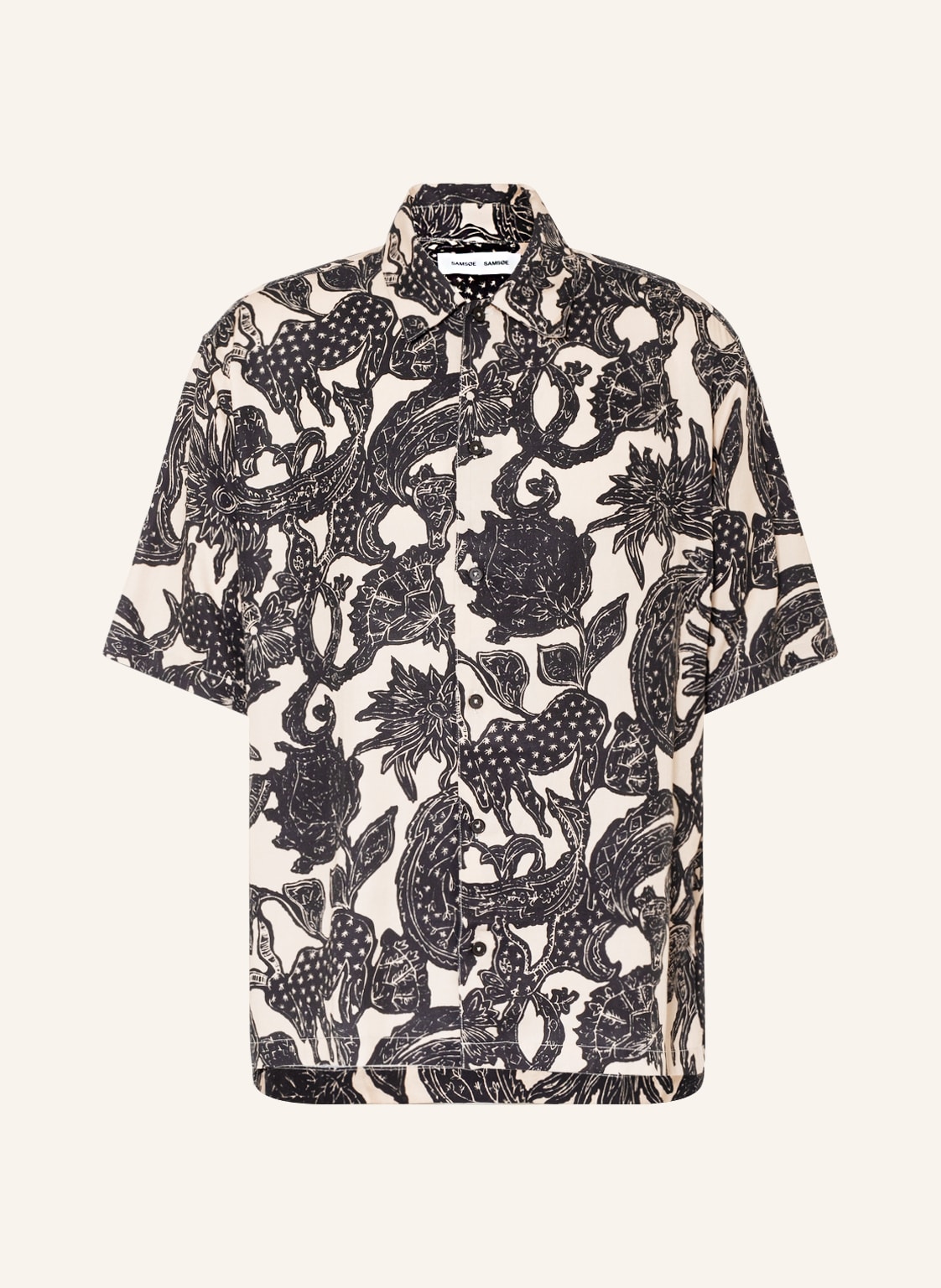 Image of Samsøe Samsøe Kurzarm-Hemd Ayo Comfort Fit beige