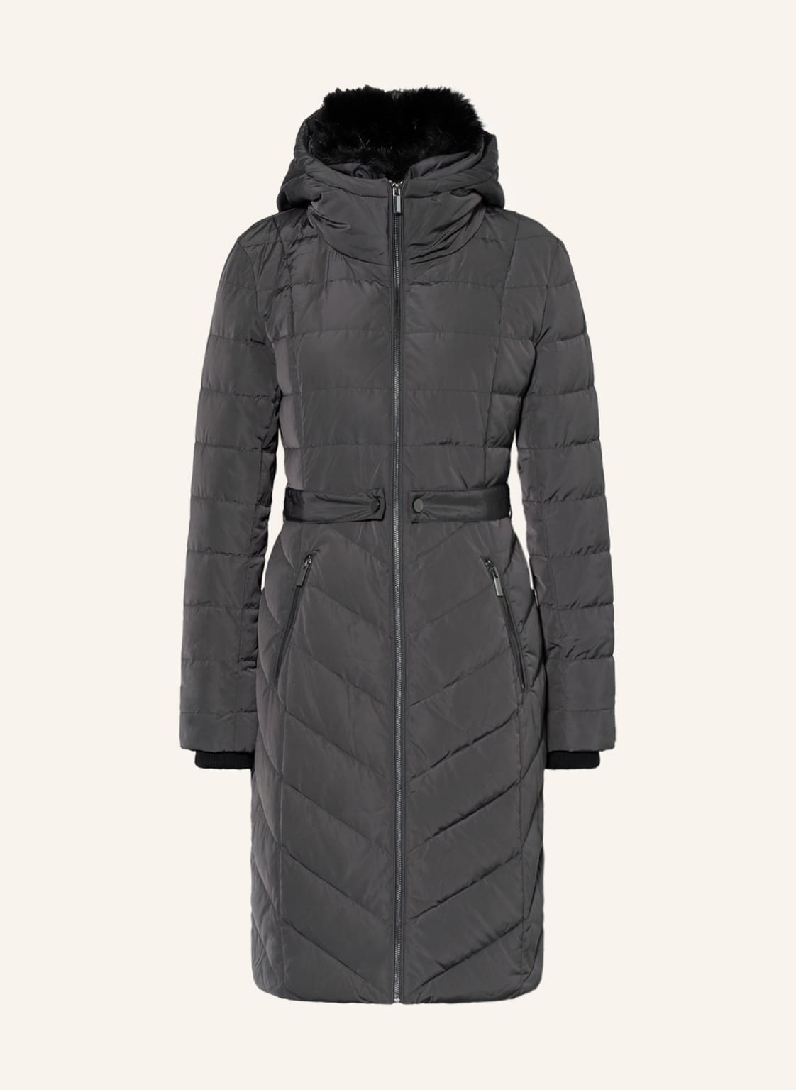 Image of Phase Eight Daunenmantel Bobbie Mit Abnehmbarem Kunstpelz grau