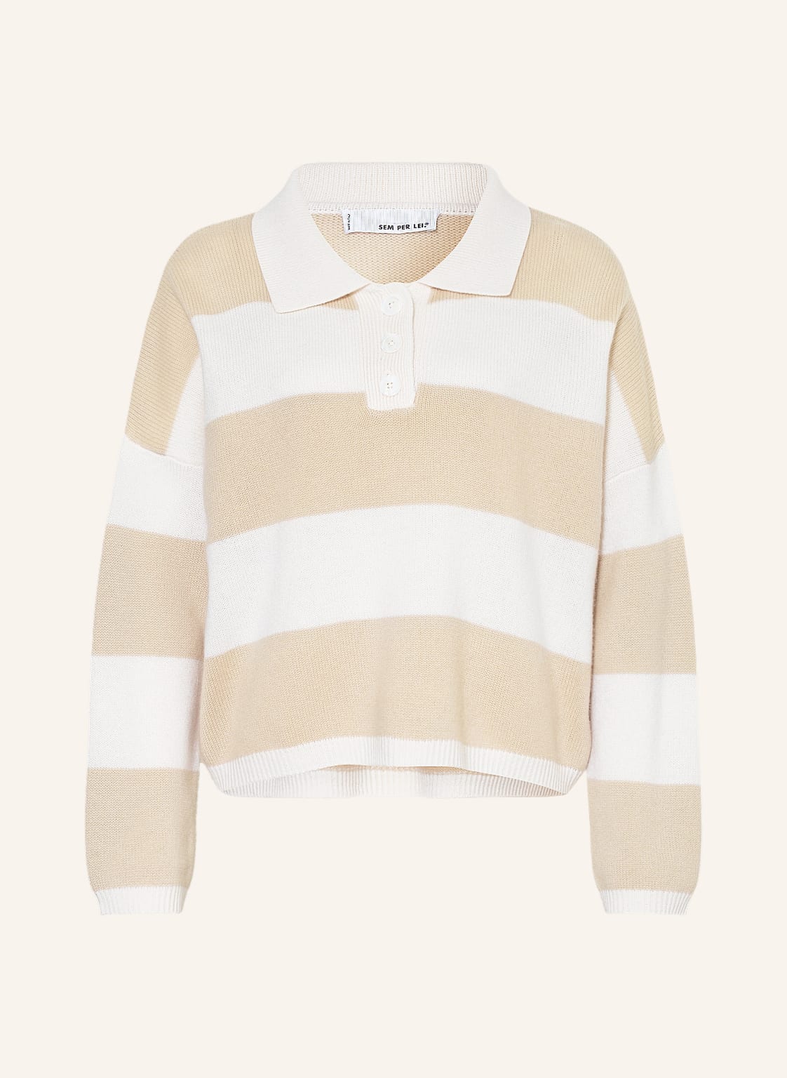 Image of Sem Per Lei Strick-Poloshirt Mit Cashmere beige