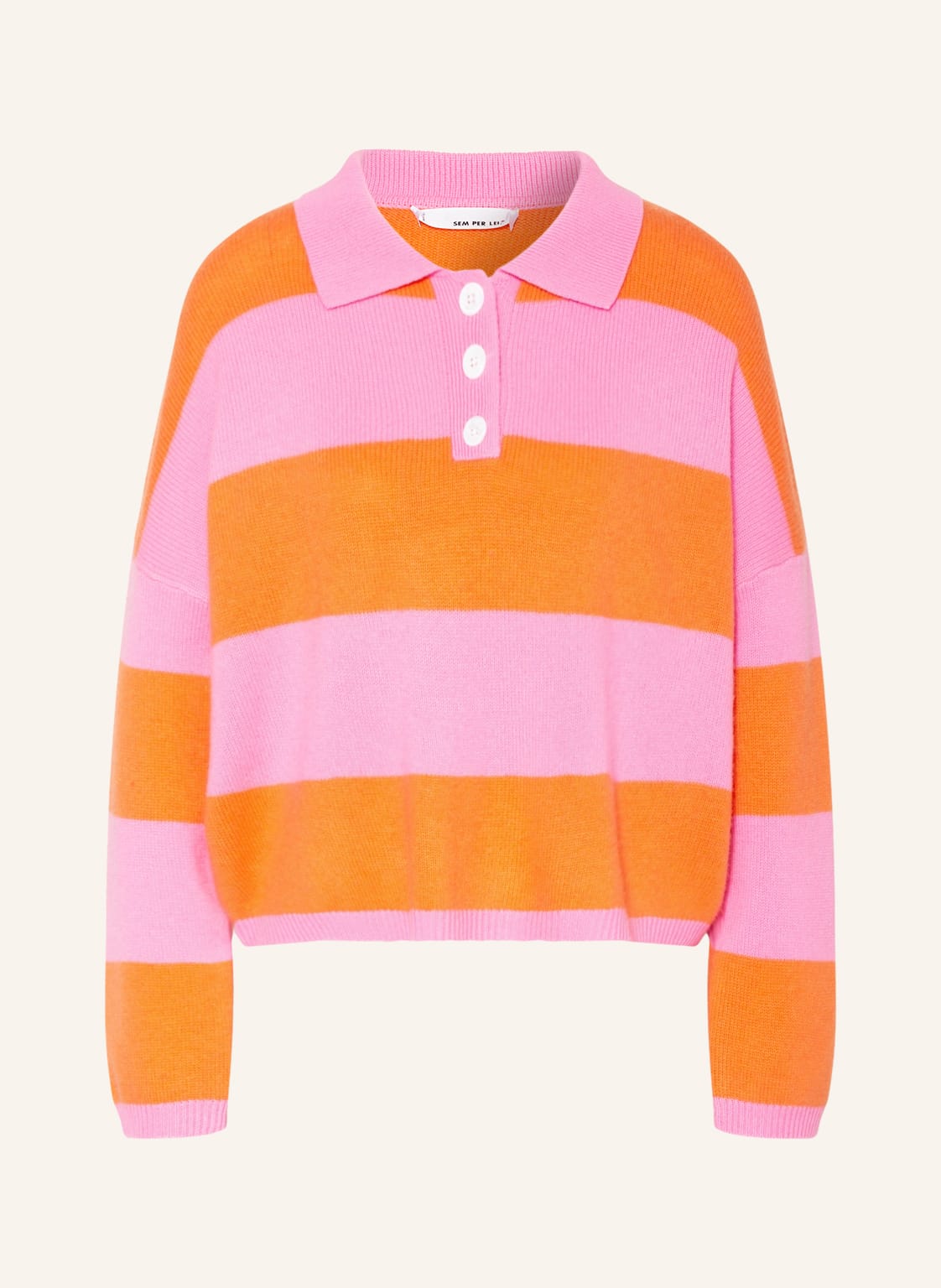 Image of Sem Per Lei Strick-Poloshirt Mit Cashmere orange