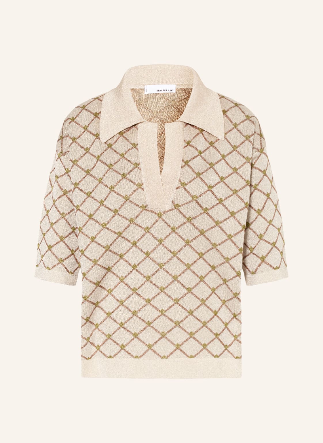 Image of Sem Per Lei Pullover Mit Glitzergarn Und 3/4-Arm gruen