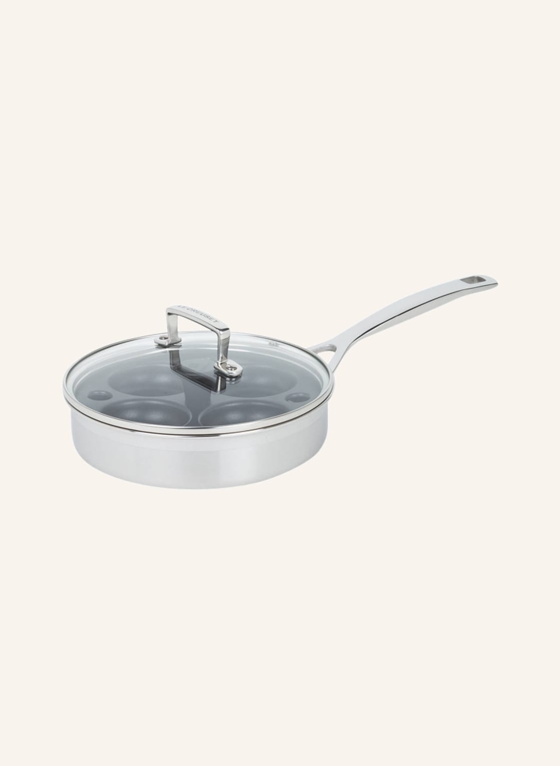 Image of Le Creuset Sauté-Pfanne 3-Ply Mit Pochiereinsatz Und Glasdeckel silber