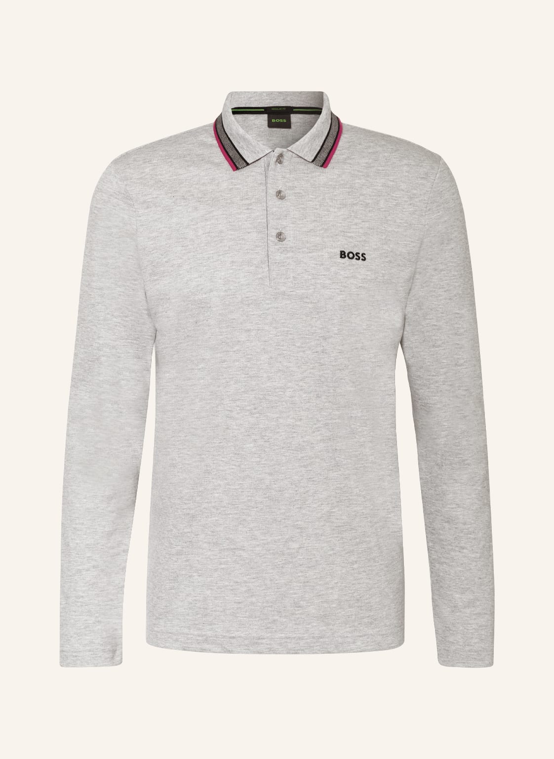 Image of Boss Piqué-Poloshirt Plisy Curved Regular Fit grau