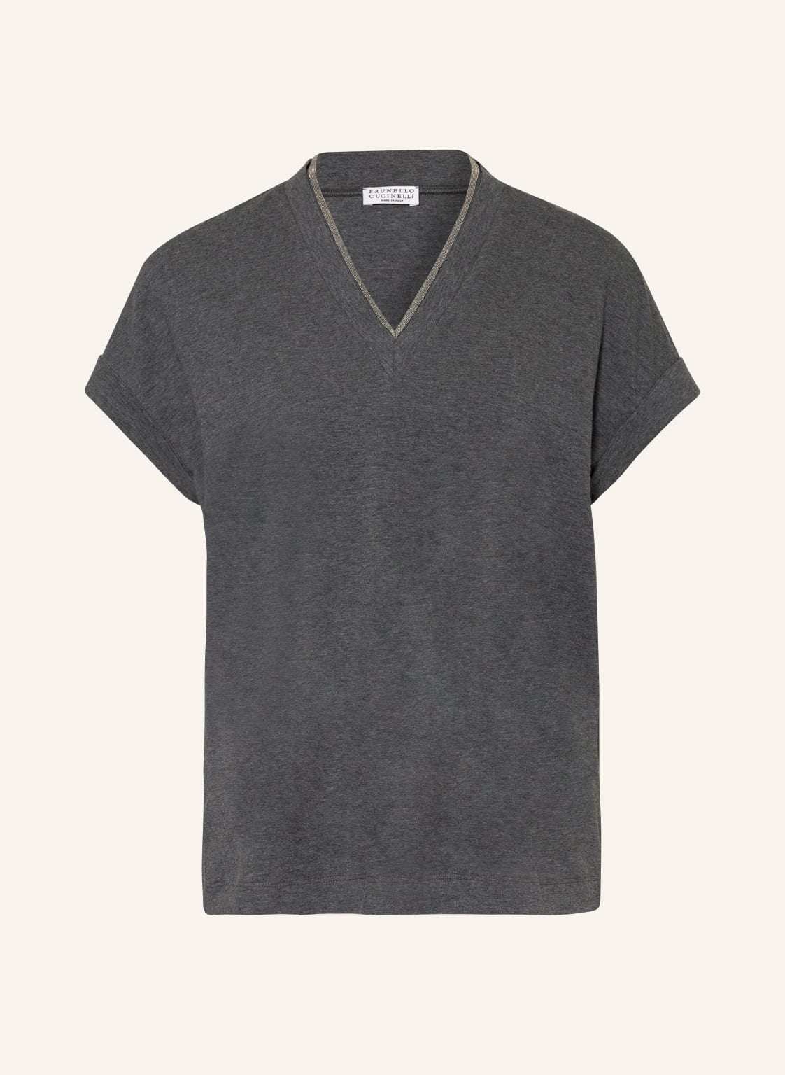 Image of Brunello Cucinelli T-Shirt Mit Schmucksteinbesatz grau