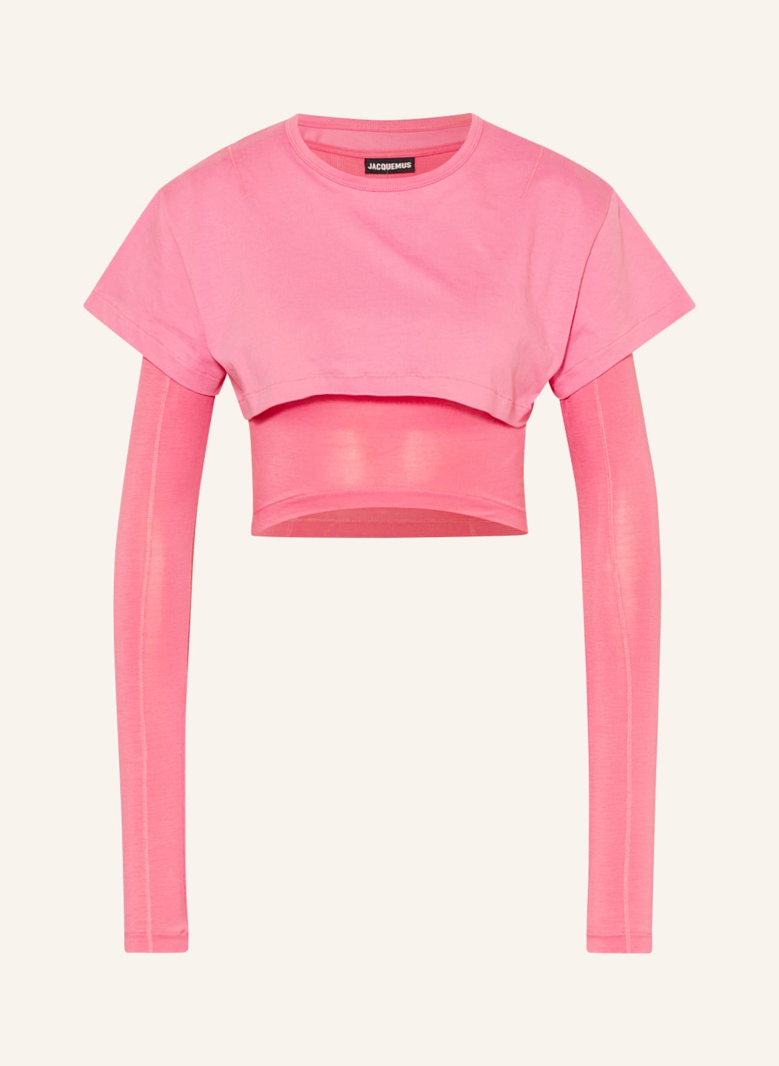 Image of Jacquemus Cropped-Longsleeve Le Double T-Shirt pink