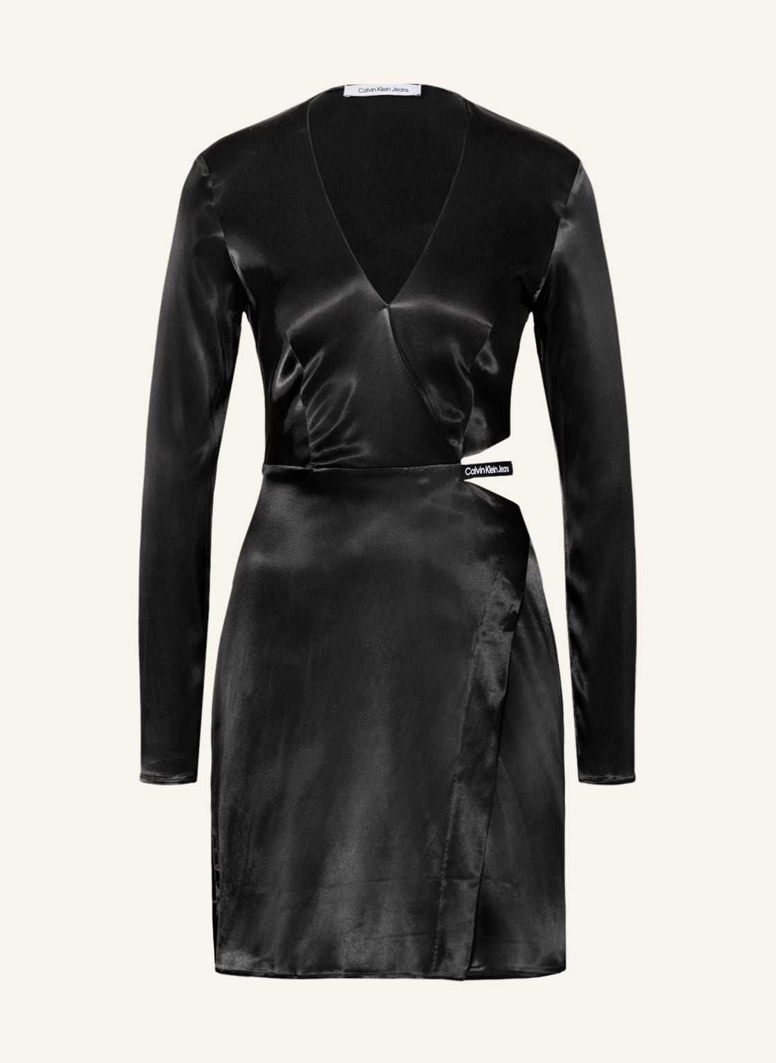 Image of Calvin Klein Jeans Kleid In Wickeloptik Mit Cut-Out schwarz