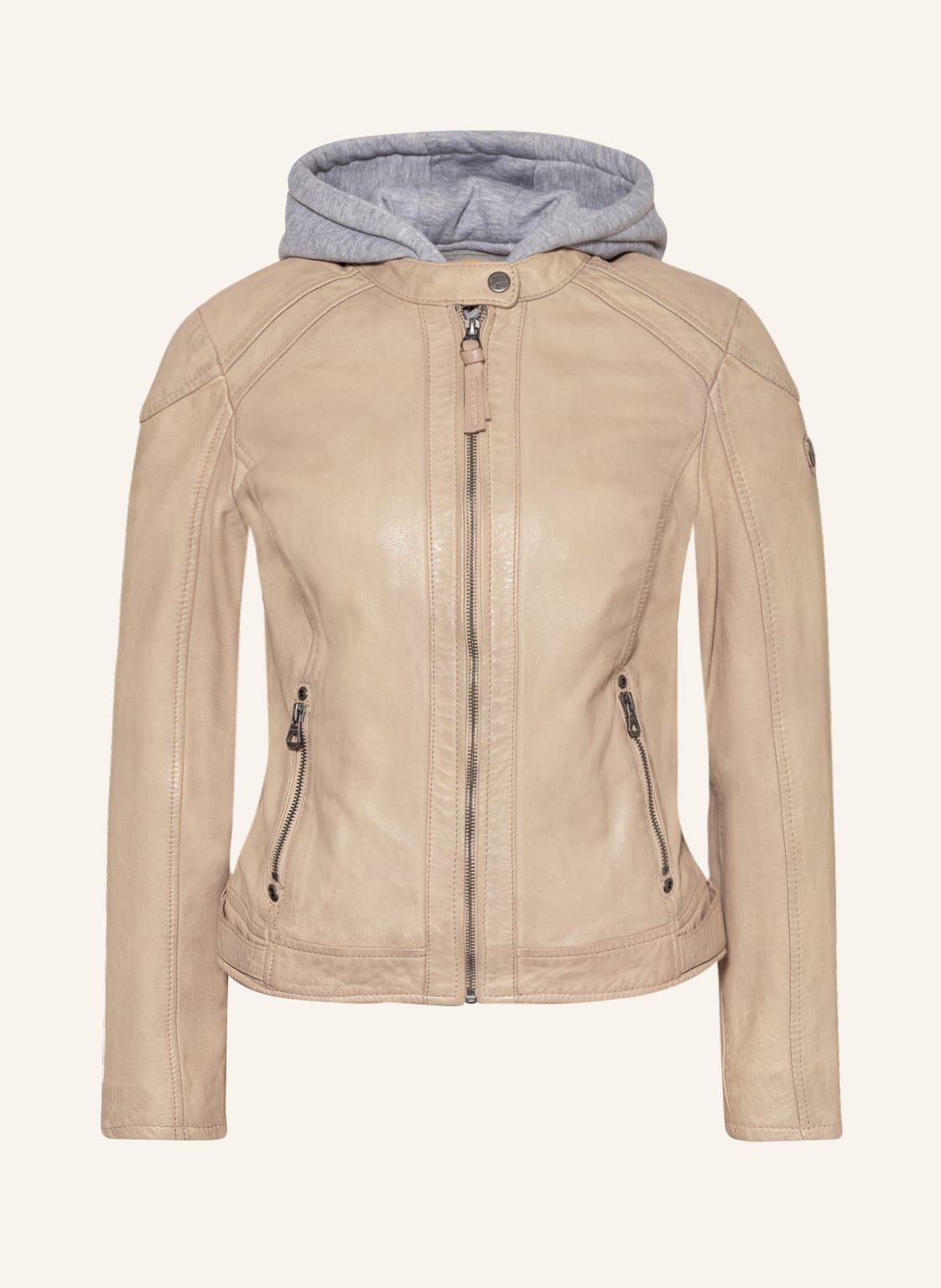 Image of Gipsy Lederjacke Gwallie Lasov Im Materialmix Mit Abnehmbarer Blende beige