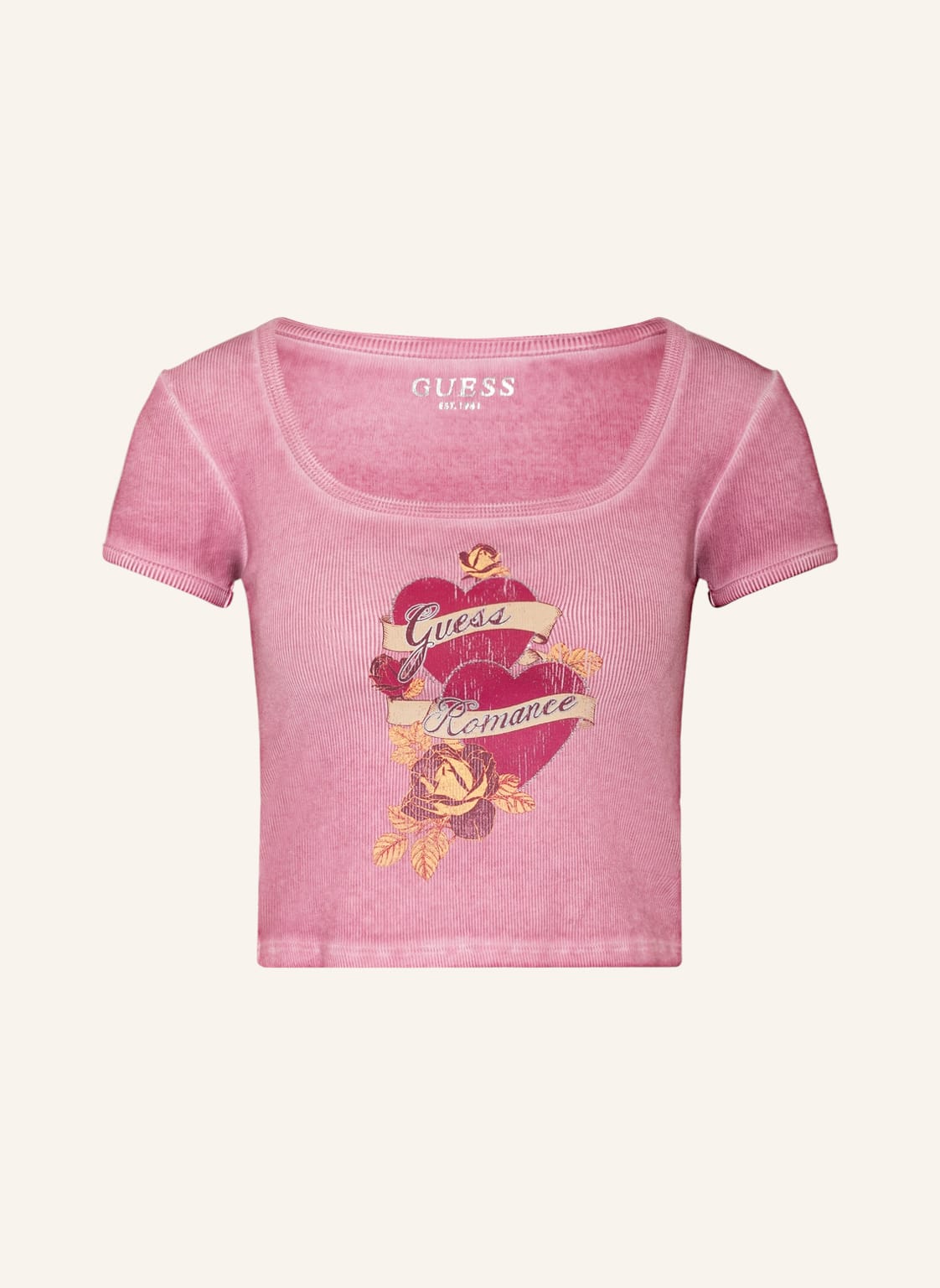 Image of Guess Cropped-Shirt Guess Romance Mit Schmucksteinen rosa