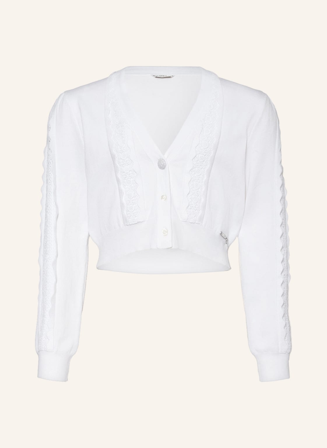 Image of Guess Strickjacke Ceremony Mit Spitze weiss