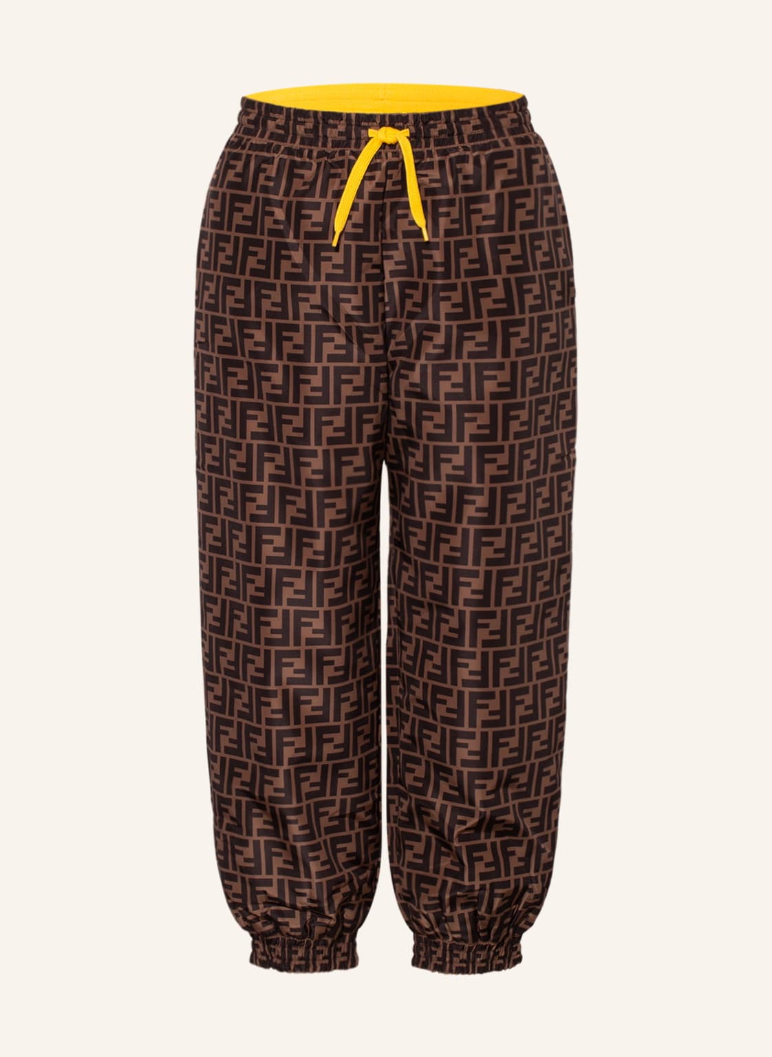 Image of Fendi Hose Im Jogging-Stil Zum Wenden Im Materialmix gelb