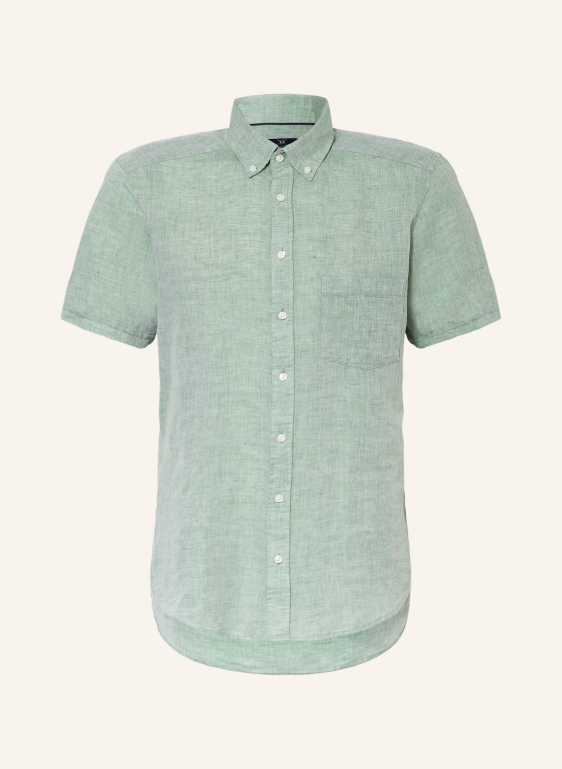 Image of Strokesman's Kurzarm-Hemd Regular Fit Mit Leinen gruen