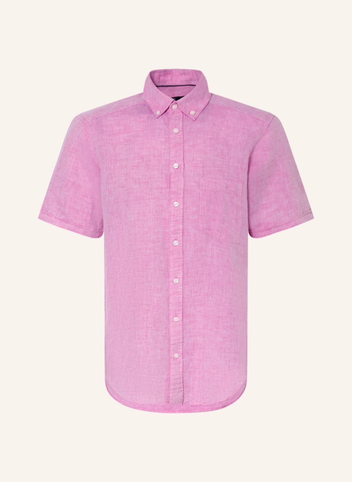 Image of Strokesman's Kurzarm-Hemd Regular Fit Mit Leinen pink