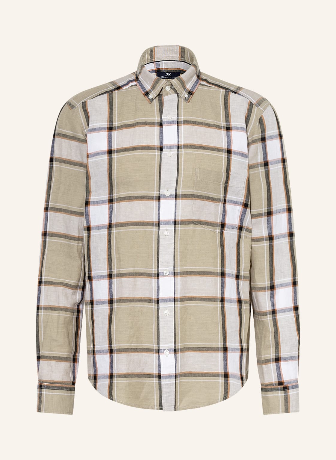 Image of Strokesman's Hemd Regular Fit Mit Leinen gruen