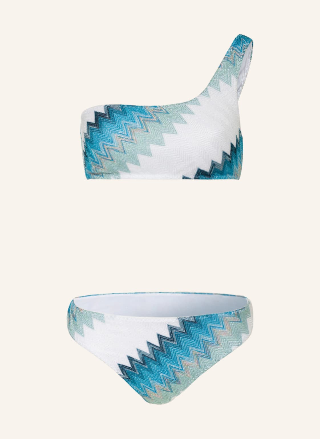 Image of Missoni One-Shoulder-Bikini Mit Glitzergarn blau