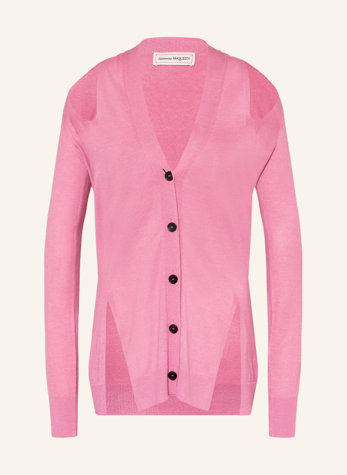 Image of Alexander Mcqueen Strickjacke Mit Seide Und Cut-Outs pink