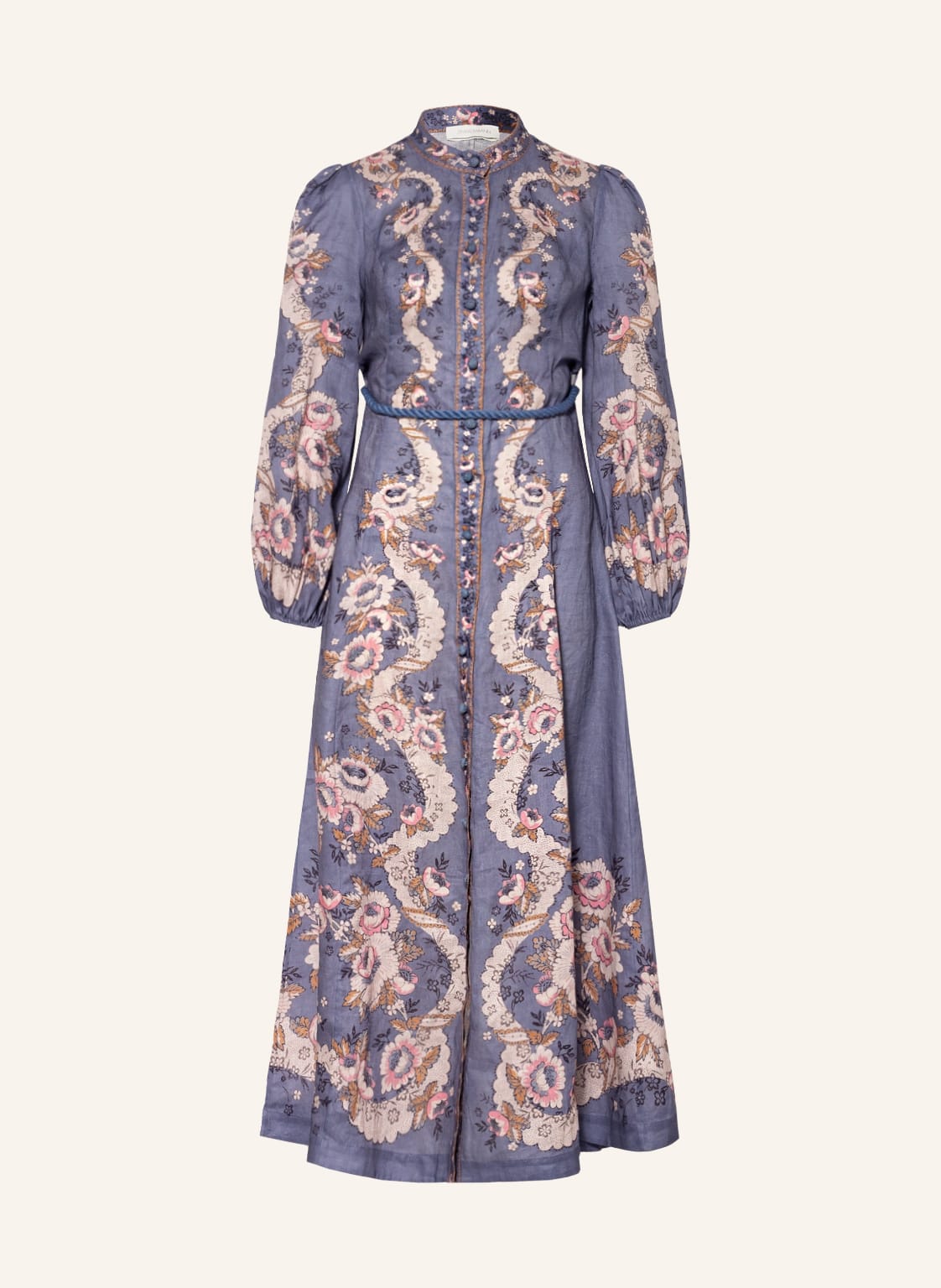 Image of Zimmermann Hemdblusenkleid Vitali Aus Leinen blau