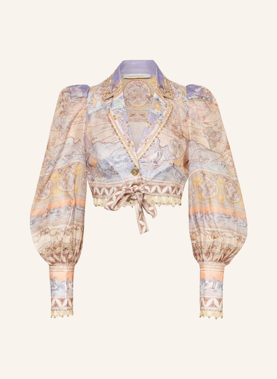 Image of Zimmermann Cropped-Blusenshirt High Tide Mit Leinen beige