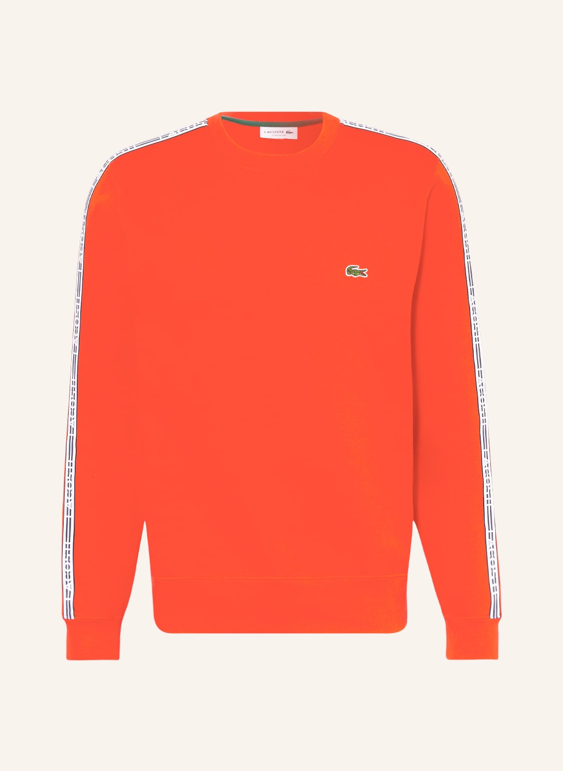 Image of Lacoste Sweatshirt Mit Galonstreifen orange